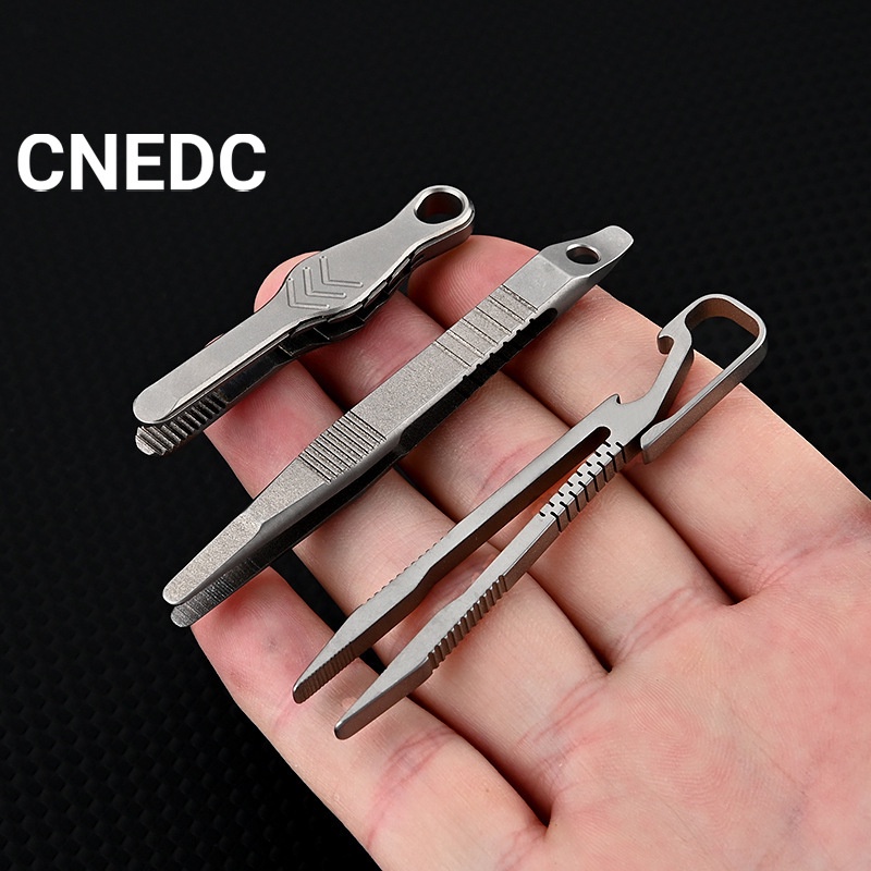 CNEDC TC4 鈦合金迷你鑷子夾便攜式戶外 EDC 小工具帶鑰匙扣