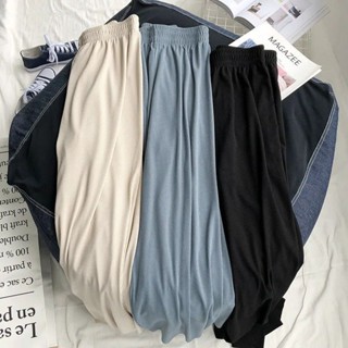 [40-100kg M-4xL]特大尺碼300斤冰絲寬褲女夏季胖MM寬鬆高腰休閒九分褲高腰直筒褲Fat puls siz