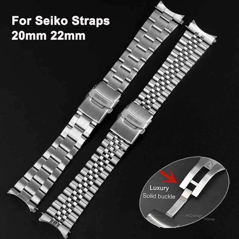 SEIKO 實心扣不銹鋼錶帶 20 毫米 22 毫米適用於精工 SKX007 SKX009 金屬手鍊適用於 Jubile