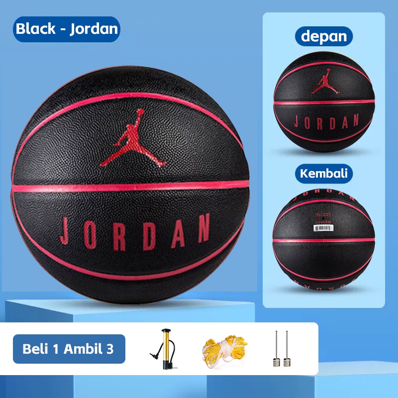 Hitam Jordan NBA 籃球黑色橡膠 7 號成人免費針和充氣機