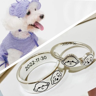 【客製化】【戒指】寵物照片 訂製 戒指 貓咪狗狗 頭像 全身 diy來圖 定做 純銀紀念 飾品 戒指