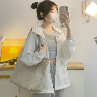 【買送快充線】超仙夏季新款寬鬆甜美薄款透氣防曬衣外套女韓版vibe風衣防曬服潮