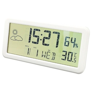 數字日曆天氣貪睡鬧鐘濕度計溫度白色