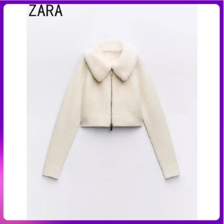 ZARA 新款拉鍊閉合人造皮草效果針織外套3653114