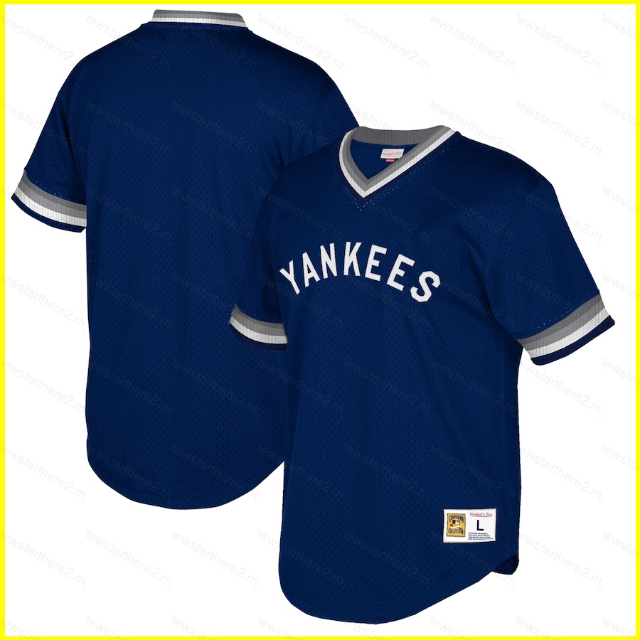 Ns2 2023 MLB 紐約洋基隊 Mitchell &amp; Ness 海軍藍球衣棒球 T 恤運動上衣加大碼 SN2