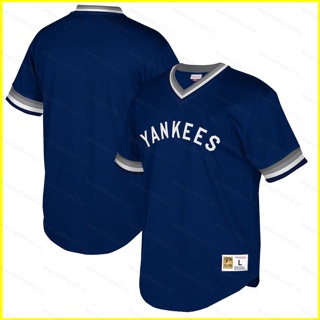 Ns2 2023 MLB 紐約洋基隊 Mitchell & Ness 海軍藍球衣棒球 T 恤運動上衣加大碼 SN2