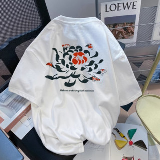【Wen's Shop🍀臺灣】寬鬆t恤oversize印花t 美式復古玫瑰花純棉t恤 短袖大尺碼上衣棉t女上衣 211