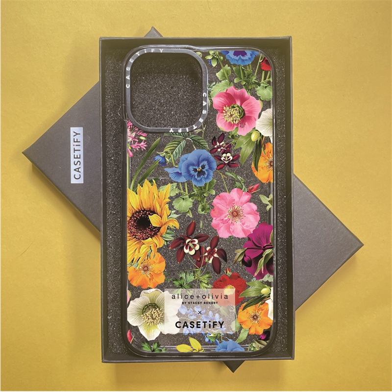 Casetify X alice + olivia 花卉磁吸黑邊透明邊帶字體外殼 Apple IPhone 11 12