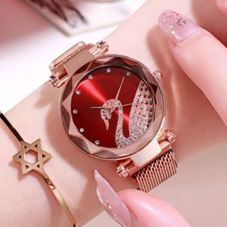 新款鑲鑽米蘭錶帶 天鵝手錶 懶人錶 磁吸式 吸鐵石 女士手錶 手錶女生 石英錶 禮品