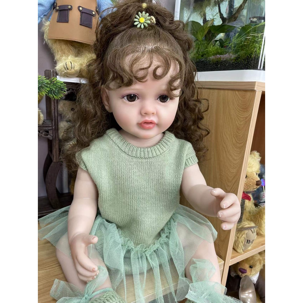 台灣製50公分全身柔軟矽膠假嬰兒娃娃 3D逼真真精緻妝容 可愛小卷髮幼兒公主娃娃