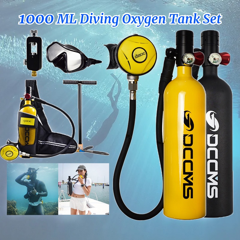 呼吸器空氣罐帶手動泵 DCCMS 水肺潛水氣瓶氧氣罐套裝潛水面罩用於浮潛潛水設備 1L 44 X 29 X 12cm