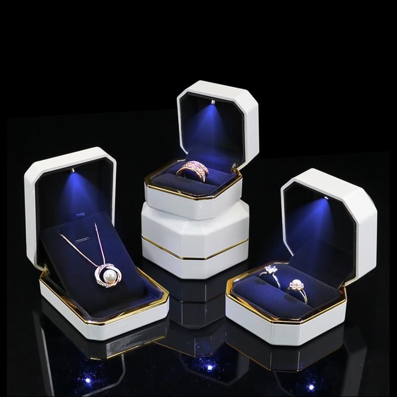 ✔戒指盒空盒✔現貨 創意對戒盒高檔 求婚 禮led帶燈發光 戒指盒 鑽戒項鍊禮物首飾 包裝盒