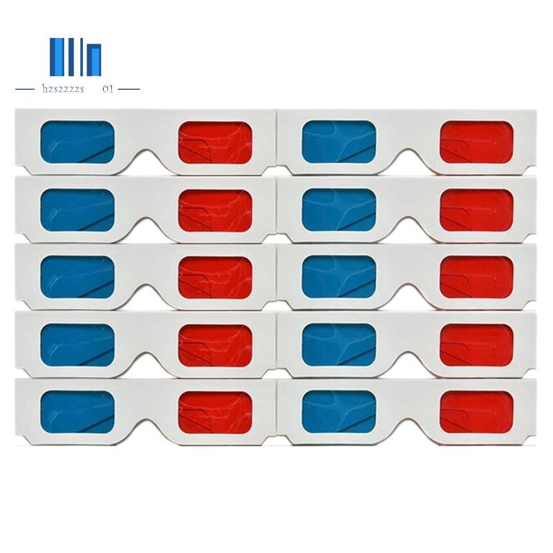 3d 眼鏡,10 副紅藍紙立體鏡片,適用於電影套裝立體紙 3D 眼鏡