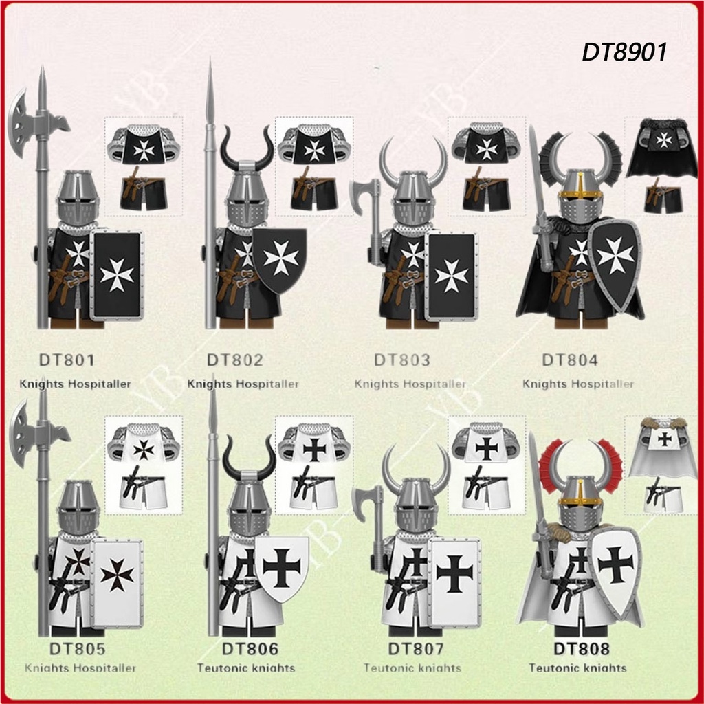拼裝積木中世紀十字軍聖殿騎士全套重甲小人仔模型