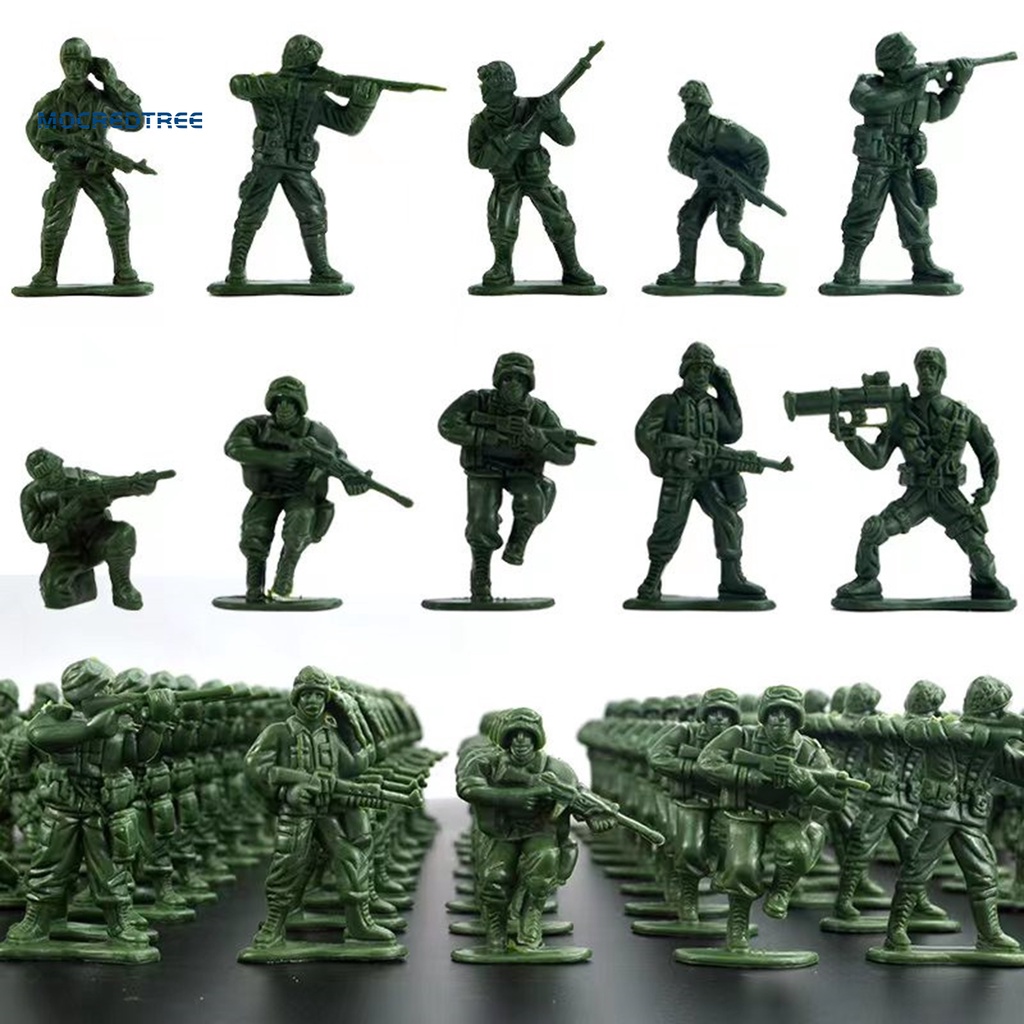 100 件裝士兵模型套件玩沙盤戰士娃娃格鬥場景塑料靜態模型擺件微型士兵人物模型兒童玩具男孩女孩