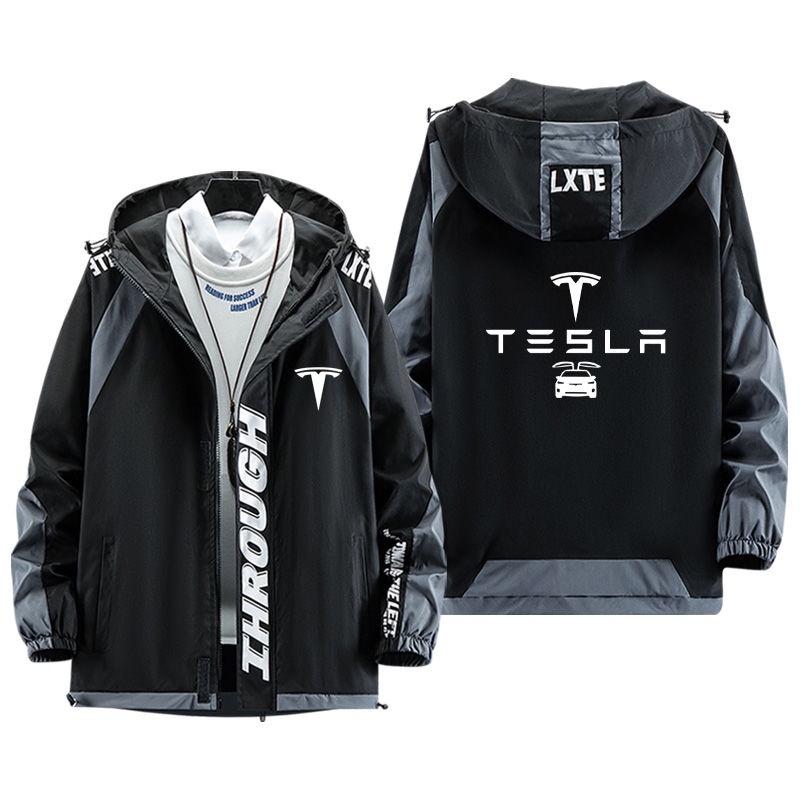 【特斯拉服裝訂製】特斯拉夾克model3 modely modelx models汽車標誌寬鬆休閒夾克外套保暖上衣服男女