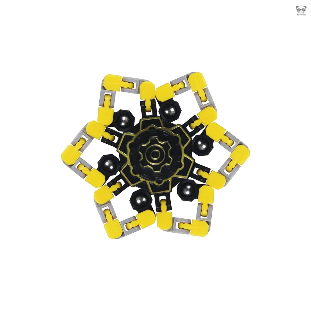 創意DIY指尖陀螺 百變鏈條隨意變形 急速旋轉 解壓玩具 黃色