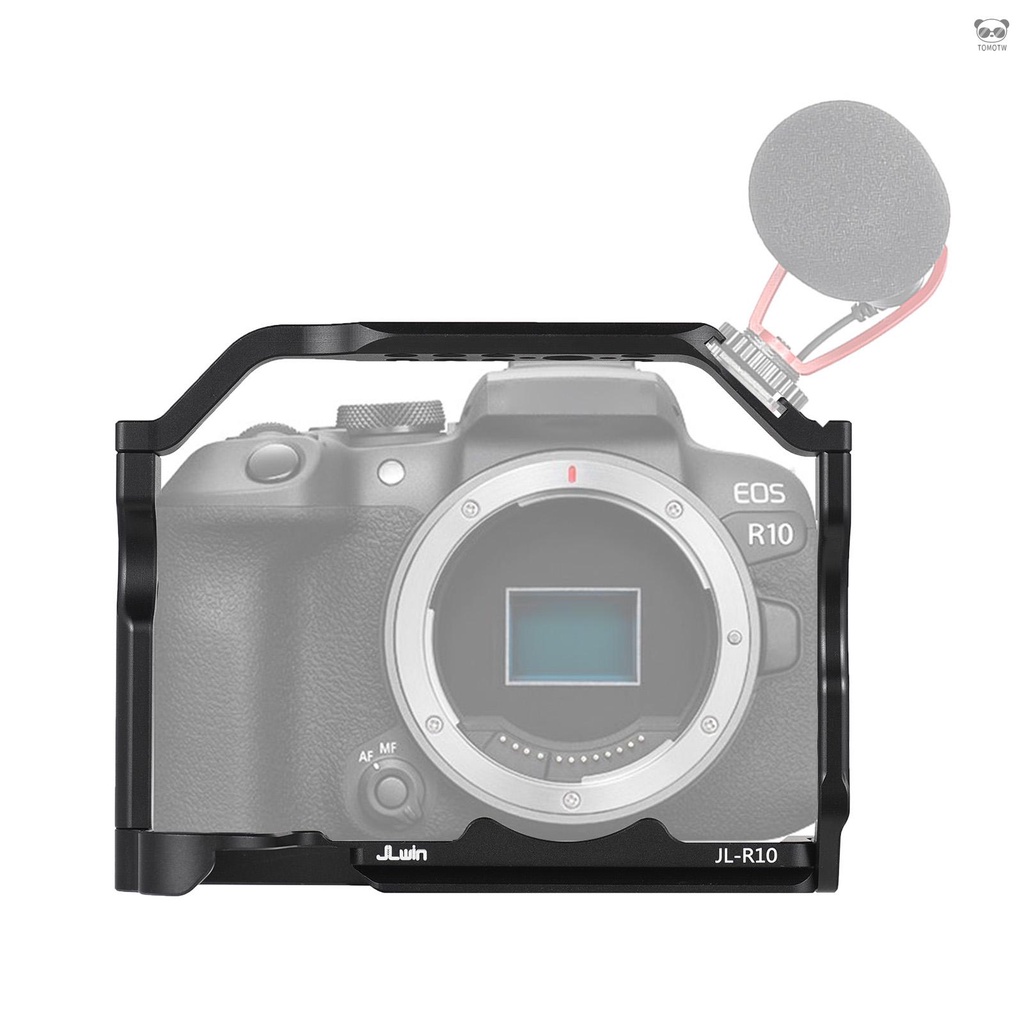 JLwin 相機金屬兔籠 相機保護殼 鋁合金材質 磁吸扳手槽位 多孔位擴展邊框 帶快裝板 適配佳能EOS R10相機 黑