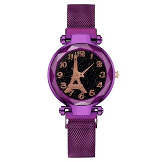 星空女士手錶休閒時尚小眾輕奢巴黎鐵塔磁吸石英錶