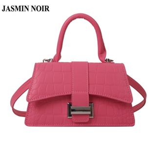 Jasmin NOIR PU 皮革女式手提包休閒鎖扣吊帶包梯形手提包