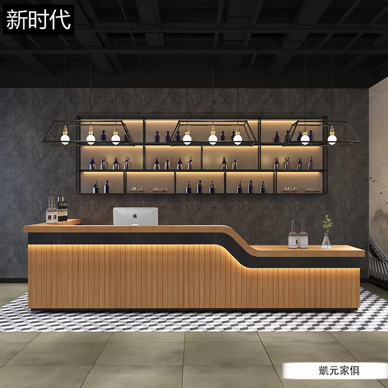 工業風吧台餐廳奶茶店復古收銀檯球廳理髮店轉角前臺接待櫃檯定制