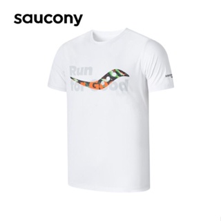 Saucony男士經典標誌跑步訓練休閒運動純棉t恤短袖