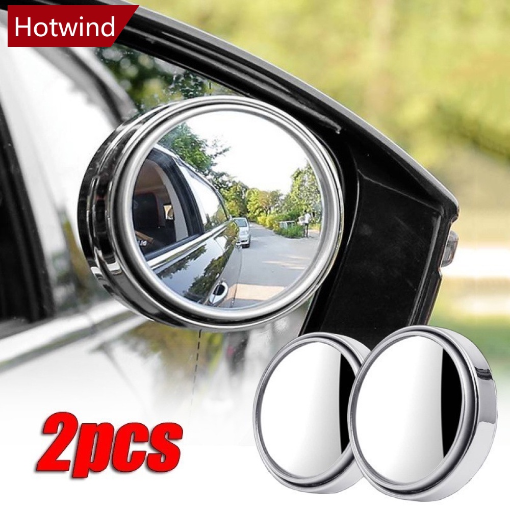 Hotwind 2件廣角360度可調汽車盲點鏡圓框凸面透明後視輔助鏡C3K9