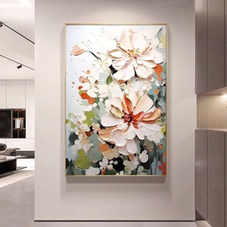客廳裝飾畫大芬油畫村花卉玄關沙發背景牆肌理感有框掛畫現代輕奢