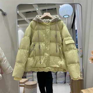 2023新款連帽短款小個子羽絨服女寬鬆顯瘦加厚白鴨絨時尚冬季外套