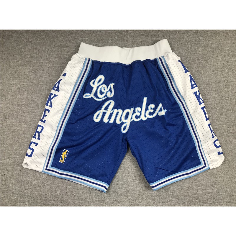 【10 款】2021 新款 NBA 短褲洛杉磯湖人隊 KOBE LOS 藍色口袋籃球短褲