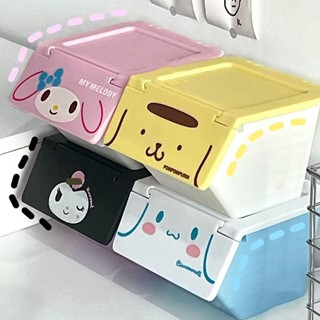 卡通桌面翻蓋收納盒首飾盒可愛Kuromi Melody Cinnamoroll 可疊放收納盒