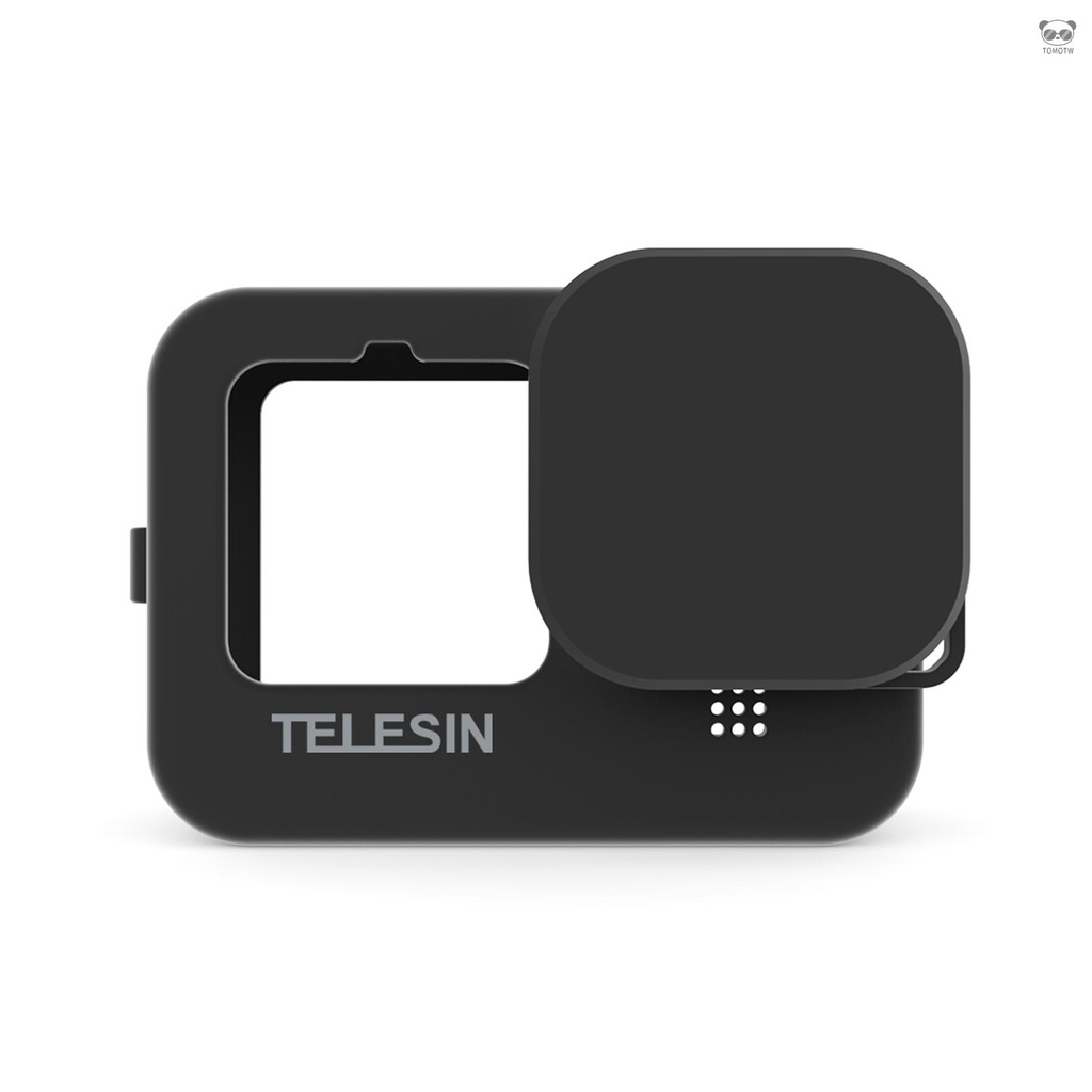 TELESIN 運動相機矽膠保護套 帶矽膠鏡頭蓋 掛繩 適用GoPro Hero 9 10 Black相機  黑色