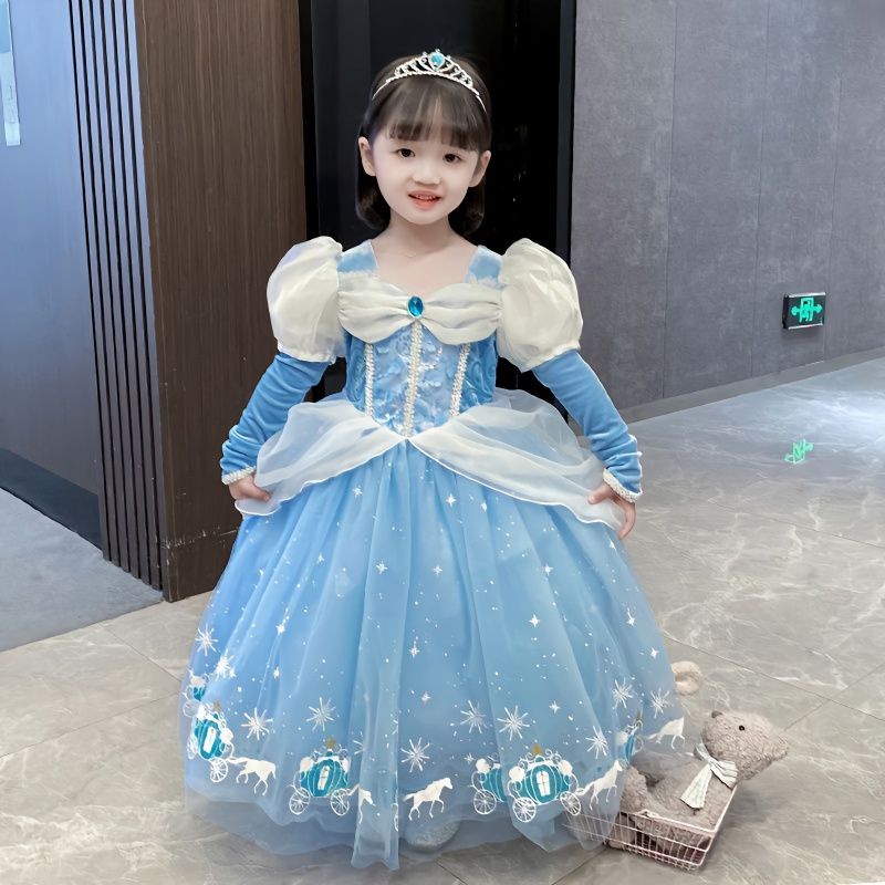 童裝迪士尼在逃公主生日網紗連衣裙萬聖節cosplay服裝兒童愛莎公主裙