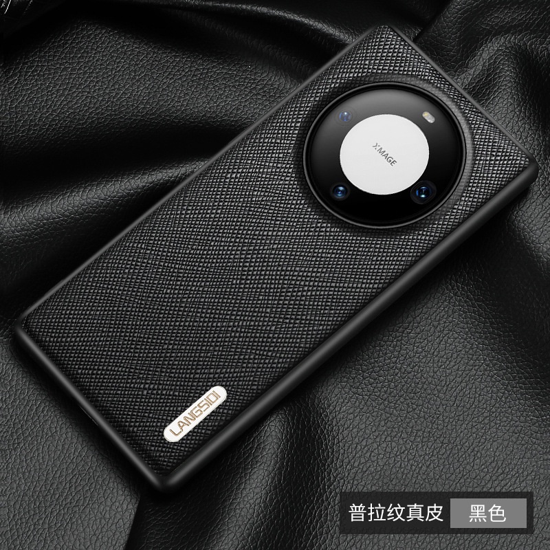 Langsidi 華為 Mate 60 Pro Plus Mate 60 RS 防震硬後蓋頂層牛皮皮套