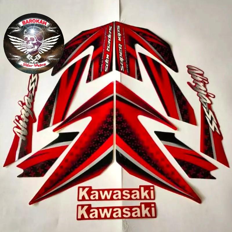 KAWASAKI Merah Ajs 條紋貼紙川崎忍者 ss 150 標準 2012 紅色最佳摩托車貼紙全身套裝