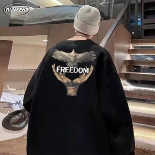 M-8XL 美式復古圓領大學T男 秋季男生運動衫 大尺碼寬鬆長袖上衣 時尚 顯瘦 oversize 胖哥衣著 加大尺碼大