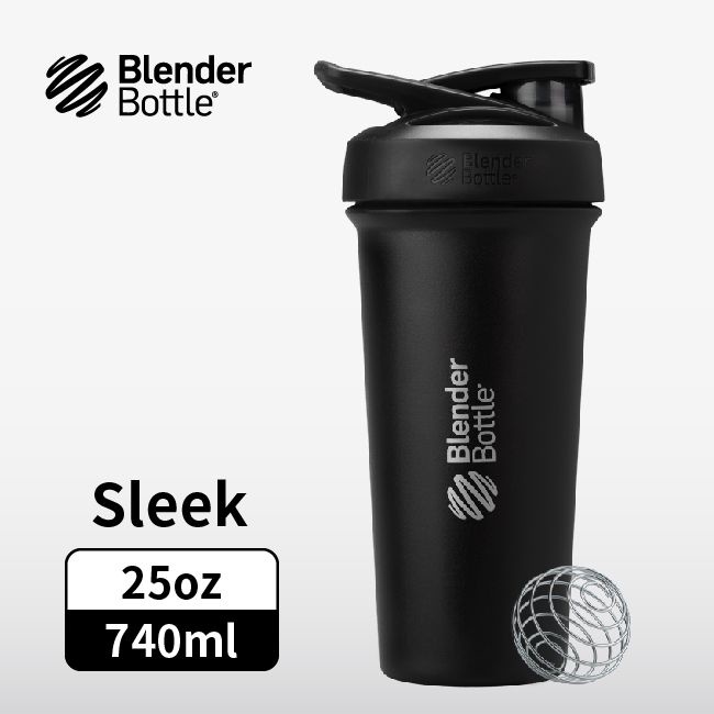 Blender Bottle Sleek按壓式不鏽鋼水壺/ 25oz/ 740ml/ 漆黑 eslite誠品