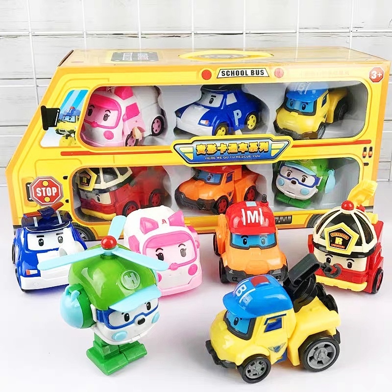 機器人警車玩具變形變形金剛汽車卡通機器人玩具兒童禮物男孩女孩嬰兒玩具
