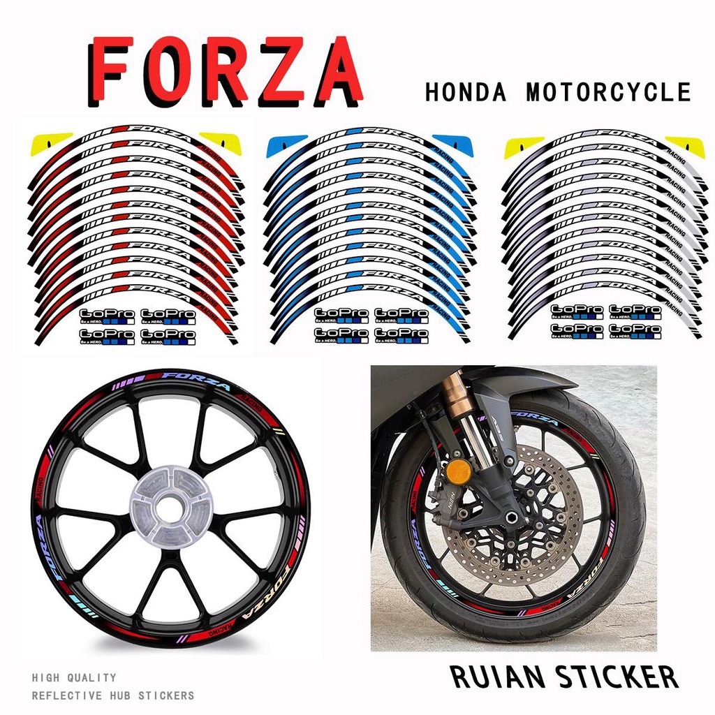 HONDA 本田 Forza 反光輪貼紙防水輪轂條紋摩托車配件貼花適用於本田 Forza 125 250 300 350