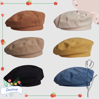 DEALSHOP貝雷帽,棉花純色畫家帽子,韓版復古英國女孩貝雷帽女女孩