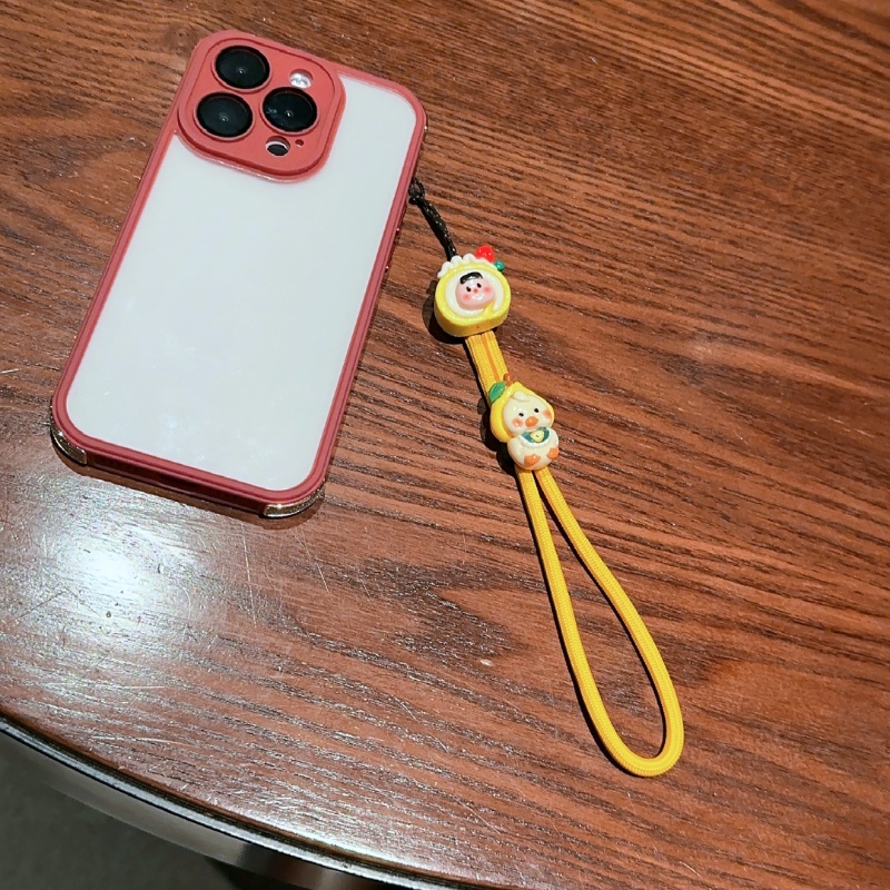 可愛的桃草莓手機殼掛繩/適用於所有智能手機的可調節腕帶