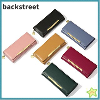 BACKSTREET拉鍊手拿包,PU皮革純色簡單的零錢包,經久耐用便攜式大容量女長款錢包女