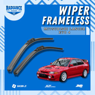 MITSUBISHI 三菱 Lancer Evo 4 汽車無框雨刷橡膠雨刷 1套左右無鋼圈玻璃雨刷香蕉模型車雨刷