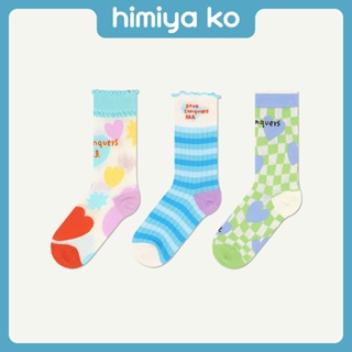 柳惠珠襪子 新款設計師插畫襪子女ins彩色中筒襪時尚撞色潮襪