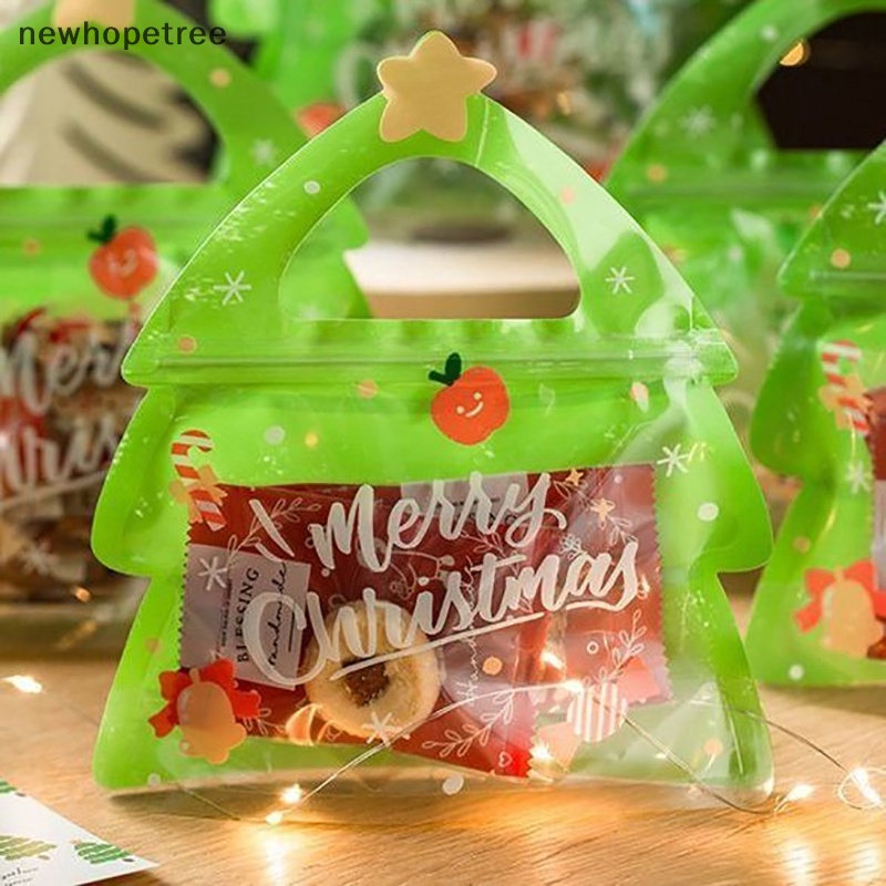 [newhopetree] 10 件裝聖誕袋糖果巧克力餅乾牛軋糖餅乾包裝樹聖誕老人拉鍊袋全新
