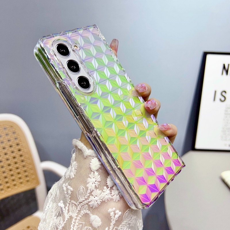 三星 Galaxy Z Flip 3 4 5 幻彩 3D立體 透明 菱格紋 摺疊手機殼 防摔殻