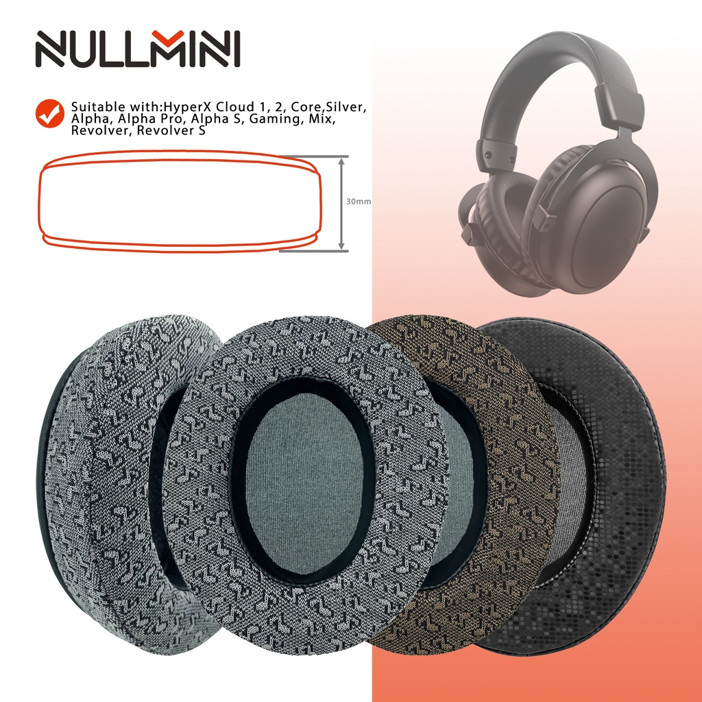 Nullmini 替換耳墊適用於 HyperX Cloud 1、2、Core、Silver、Alpha、遊戲、Revol