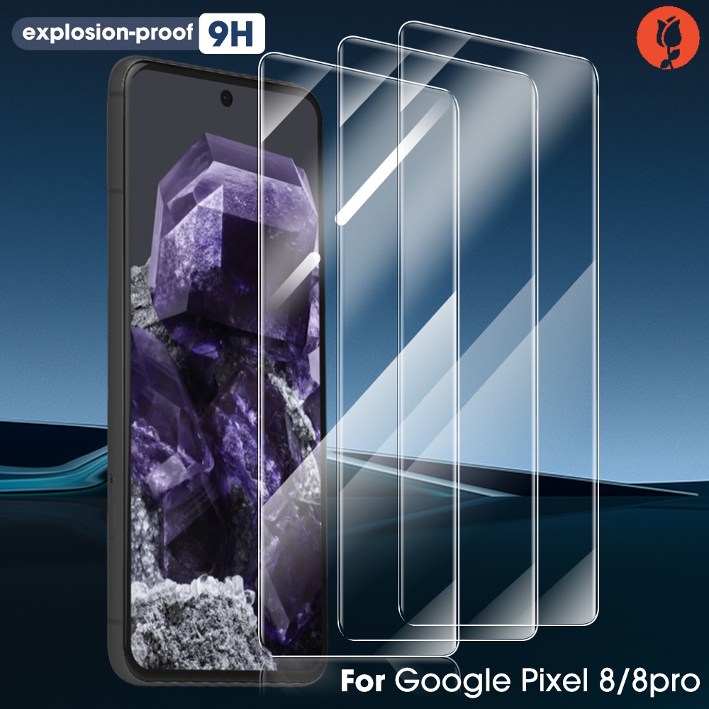 【批發價】3個起批易於安裝的高靈敏度智能手機鋼化膜/適用於Google Pixel 8/8 Pro 的防摔摩擦屏幕保護膜
