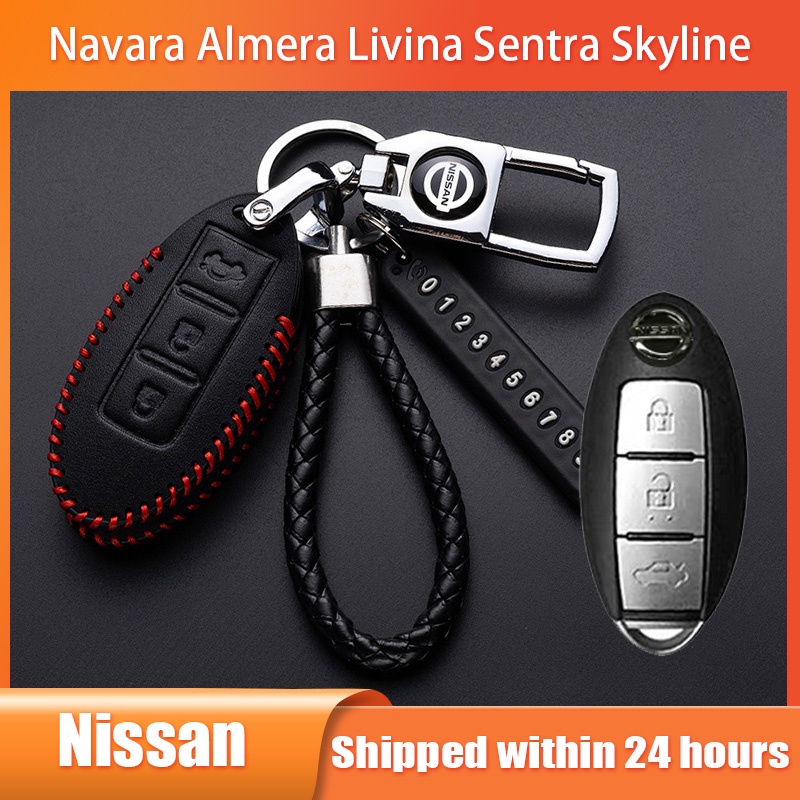 適用於 Nissan Navara Almera Livina Sentra Skyline 無鑰匙鑰匙包保護套皮革鑰匙