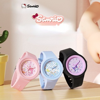 5 色三麗鷗 Kuromi 兒童石英手錶 Melody Hello Kitty 學生手錶軟矽膠錶帶圓形錶盤學生女孩手錶